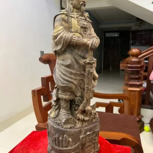 tran-quoc-tuan-G6212-4 Tượng Trần Quốc Tuấn Chống Kiếm Gỗ Trắc Đen Liền Khối Có Sơn G6212