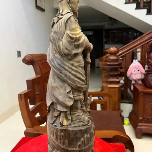 tran-quoc-tuan-G6212-5 Tượng Trần Quốc Tuấn Chống Kiếm Gỗ Trắc Đen Liền Khối Có Sơn G6212