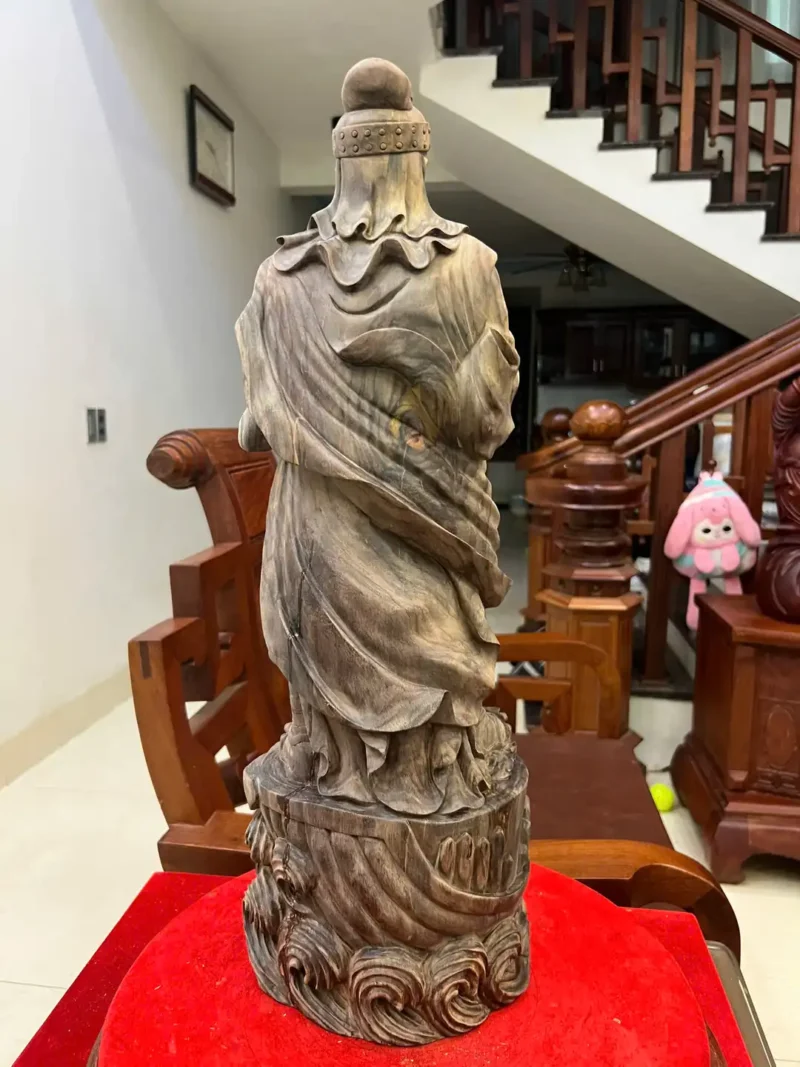tran-quoc-tuan-G6212-6 Tượng Trần Quốc Tuấn Chống Kiếm Gỗ Trắc Đen Liền Khối Có Sơn G6212