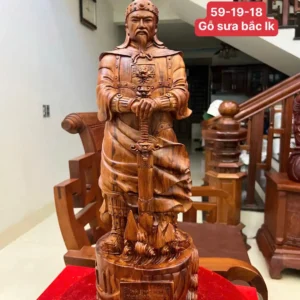 tran-quoc-tuan-G6213-1 Tượng Trần Quốc Tuấn Gỗ Sưa Bắc Liền Khối G6213