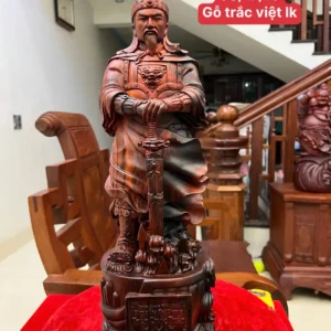 tran-quoc-tuan-G6272-1 Tượng Trần Quốc Tuấn Gỗ Trắc Việt Chất Gỗ Đỏ Đen Liền Khối Hàng Kỹ Sắc Nét G6272