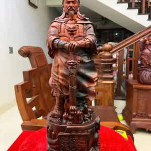 tran-quoc-tuan-G6272-2 Tượng Trần Quốc Tuấn Gỗ Trắc Việt Chất Gỗ Đỏ Đen Liền Khối Hàng Kỹ Sắc Nét G6272
