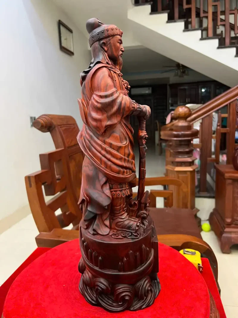 tran-quoc-tuan-G6272-4 Tượng Trần Quốc Tuấn Gỗ Trắc Việt Chất Gỗ Đỏ Đen Liền Khối Hàng Kỹ Sắc Nét G6272