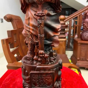 tran-quoc-tuan-G6272-6 Tượng Trần Quốc Tuấn Gỗ Trắc Việt Chất Gỗ Đỏ Đen Liền Khối Hàng Kỹ Sắc Nét G6272