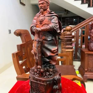 tran-quoc-tuan-G6272-7 Tượng Trần Quốc Tuấn Gỗ Trắc Việt Chất Gỗ Đỏ Đen Liền Khối Hàng Kỹ Sắc Nét G6272