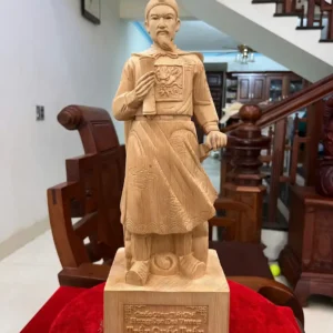tran-quoc-tuan-G6297-2 Tượng Trần Quốc Tuấn Gỗ Ngọc Am Liền Khối Có Sơn G6297