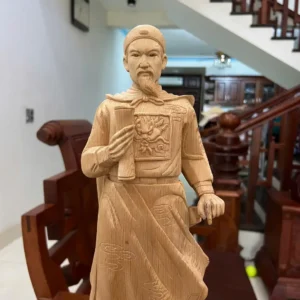 tran-quoc-tuan-G6297-3 Tượng Trần Quốc Tuấn Gỗ Ngọc Am Liền Khối Có Sơn G6297