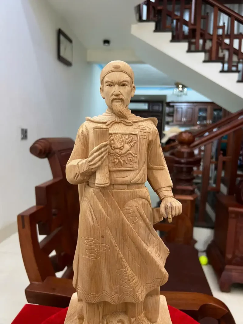tran-quoc-tuan-G6297-3 Tượng Trần Quốc Tuấn Gỗ Ngọc Am Liền Khối Có Sơn G6297