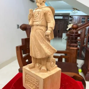 tran-quoc-tuan-G6297-4 Tượng Trần Quốc Tuấn Gỗ Ngọc Am Liền Khối Có Sơn G6297