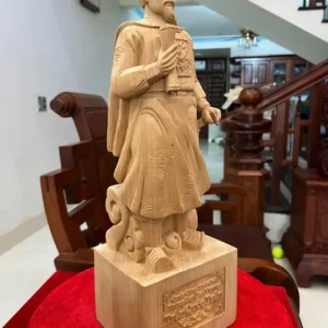tran-quoc-tuan-G6297-5 Tượng Trần Quốc Tuấn Gỗ Ngọc Am Liền Khối Có Sơn G6297