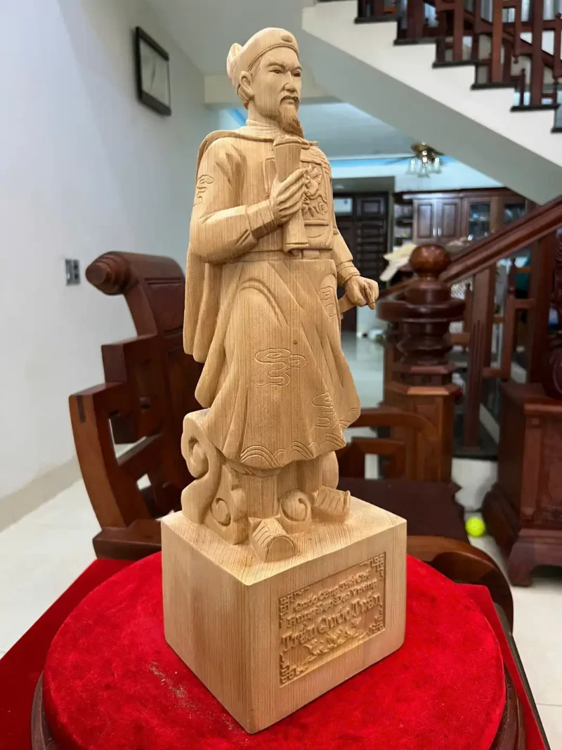 tran-quoc-tuan-G6297-5 Tượng Trần Quốc Tuấn Gỗ Ngọc Am Liền Khối Có Sơn G6297