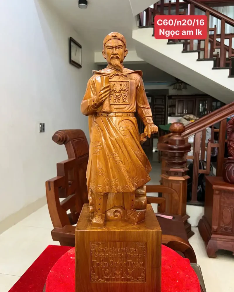 tran-quoc-tuan-G6339-1 Tượng Trần Quốc Tuấn Gỗ Ngọc Am Liền Khối G6339