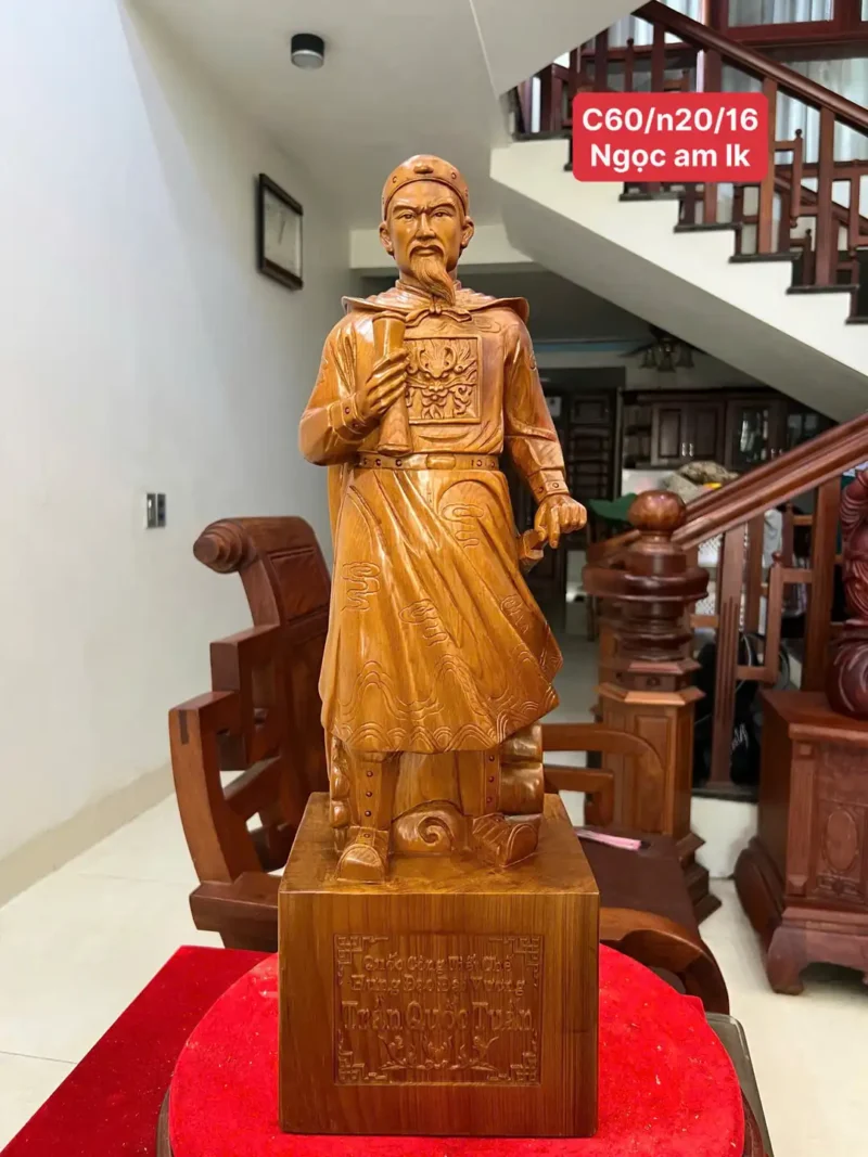 tran-quoc-tuan-G6339-1 Tượng Trần Quốc Tuấn Gỗ Ngọc Am Liền Khối G6339