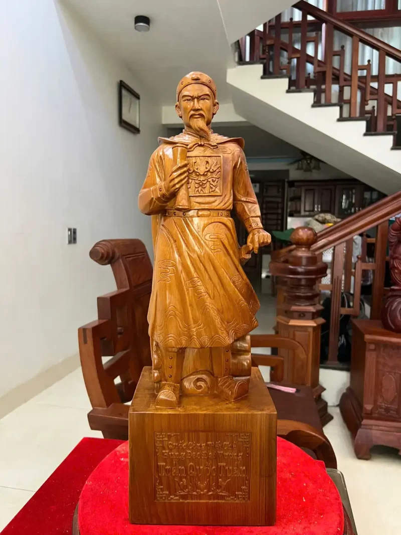 tran-quoc-tuan-G6339-2 Tượng Trần Quốc Tuấn Gỗ Ngọc Am Liền Khối G6339