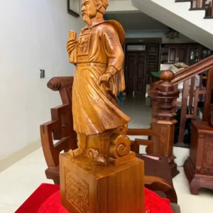 tran-quoc-tuan-G6339-3 Tượng Trần Quốc Tuấn Gỗ Ngọc Am Liền Khối G6339