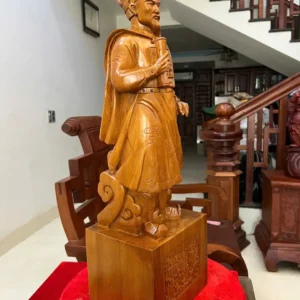 tran-quoc-tuan-G6339-4 Tượng Trần Quốc Tuấn Gỗ Ngọc Am Liền Khối G6339