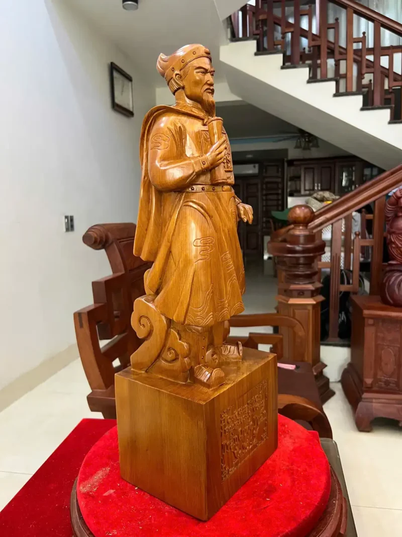 tran-quoc-tuan-G6339-4 Tượng Trần Quốc Tuấn Gỗ Ngọc Am Liền Khối G6339