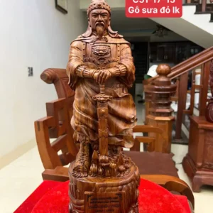 tran-quoc-tuan-G6340-1 Tượng Trần Quốc Tuấn Gỗ Sưa Đỏ Vân Đẹp Liền Khối G6340