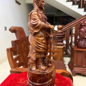 tran-quoc-tuan-G6340-5 Tượng Trần Quốc Tuấn Gỗ Sưa Đỏ Vân Đẹp Liền Khối G6340