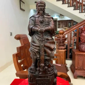 tran-quoc-tuan-G6341-2 Tượng Trần Quốc Tuấn Gỗ Trắc Việt Liền Khối G6341