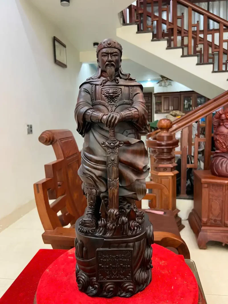 tran-quoc-tuan-G6341-2 Tượng Trần Quốc Tuấn Gỗ Trắc Việt Liền Khối G6341