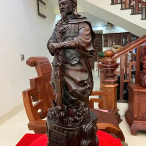 tran-quoc-tuan-G6341-3 Tượng Trần Quốc Tuấn Gỗ Trắc Việt Liền Khối G6341
