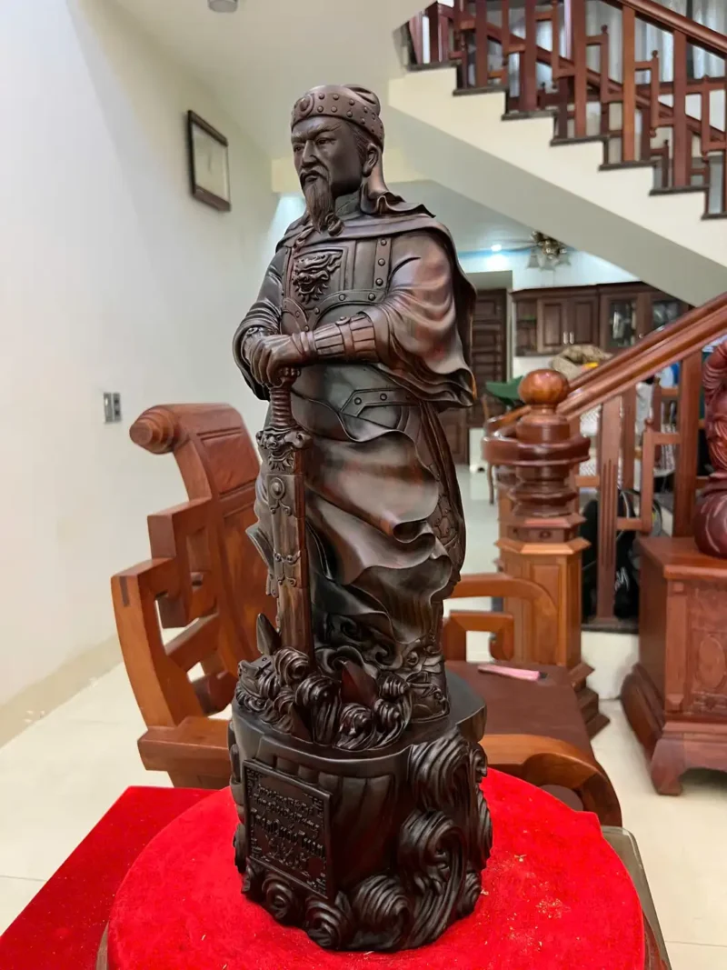 tran-quoc-tuan-G6341-3 Tượng Trần Quốc Tuấn Gỗ Trắc Việt Liền Khối G6341