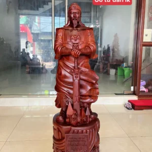 tran-quoc-tuan-G6361-1 Tượng Trần Quốc Tuấn Chống Kiếm Hàng To Nặng Gỗ Tử Đàn Liền Khối G6361