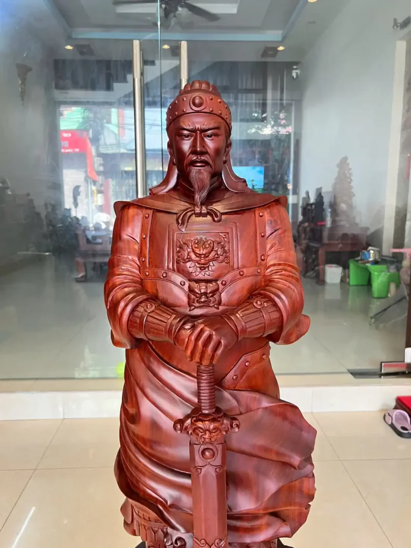 tran-quoc-tuan-G6361-3 Tượng Trần Quốc Tuấn Chống Kiếm Hàng To Nặng Gỗ Tử Đàn Liền Khối G6361
