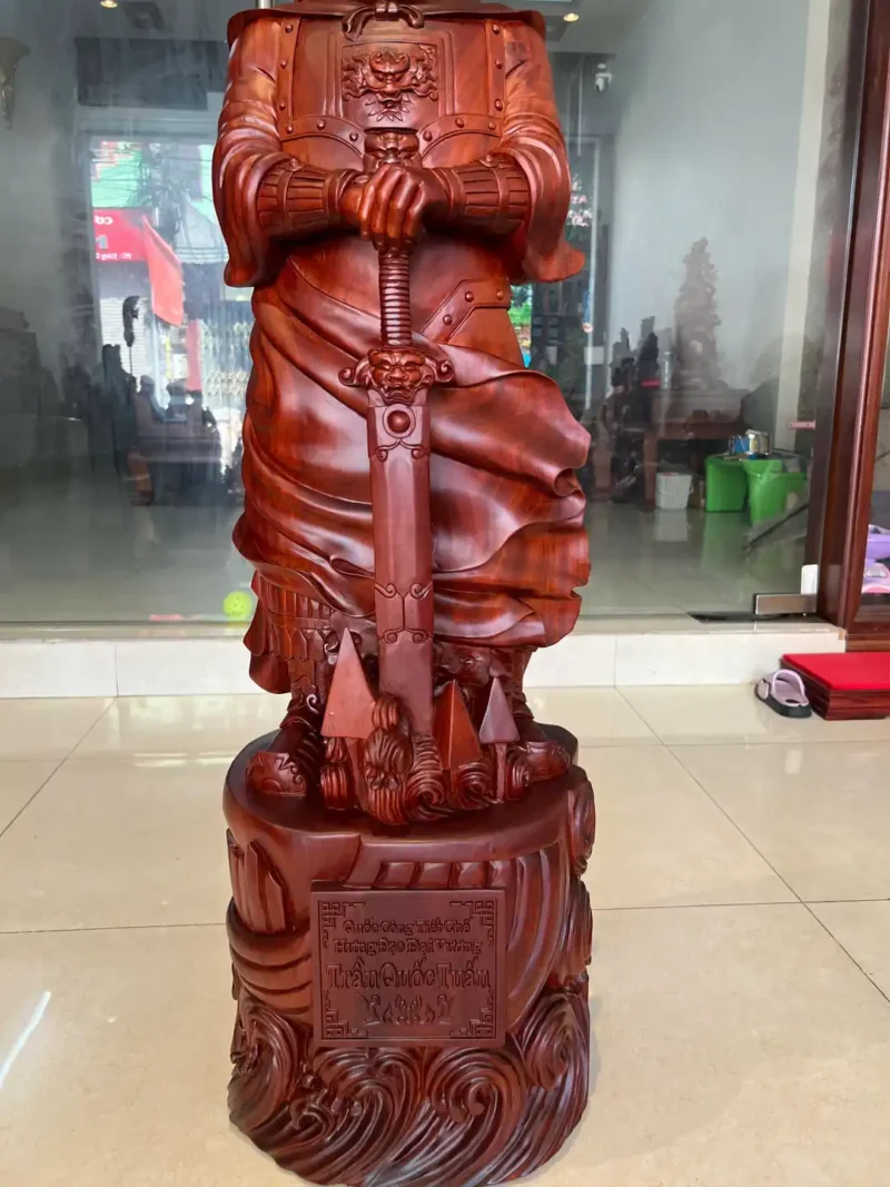 tran-quoc-tuan-G6361-4 Tượng Trần Quốc Tuấn Chống Kiếm Hàng To Nặng Gỗ Tử Đàn Liền Khối G6361
