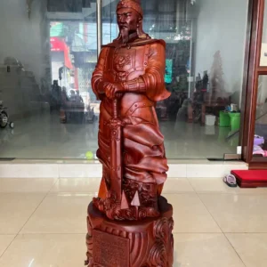 tran-quoc-tuan-G6361-5 Tượng Trần Quốc Tuấn Chống Kiếm Hàng To Nặng Gỗ Tử Đàn Liền Khối G6361