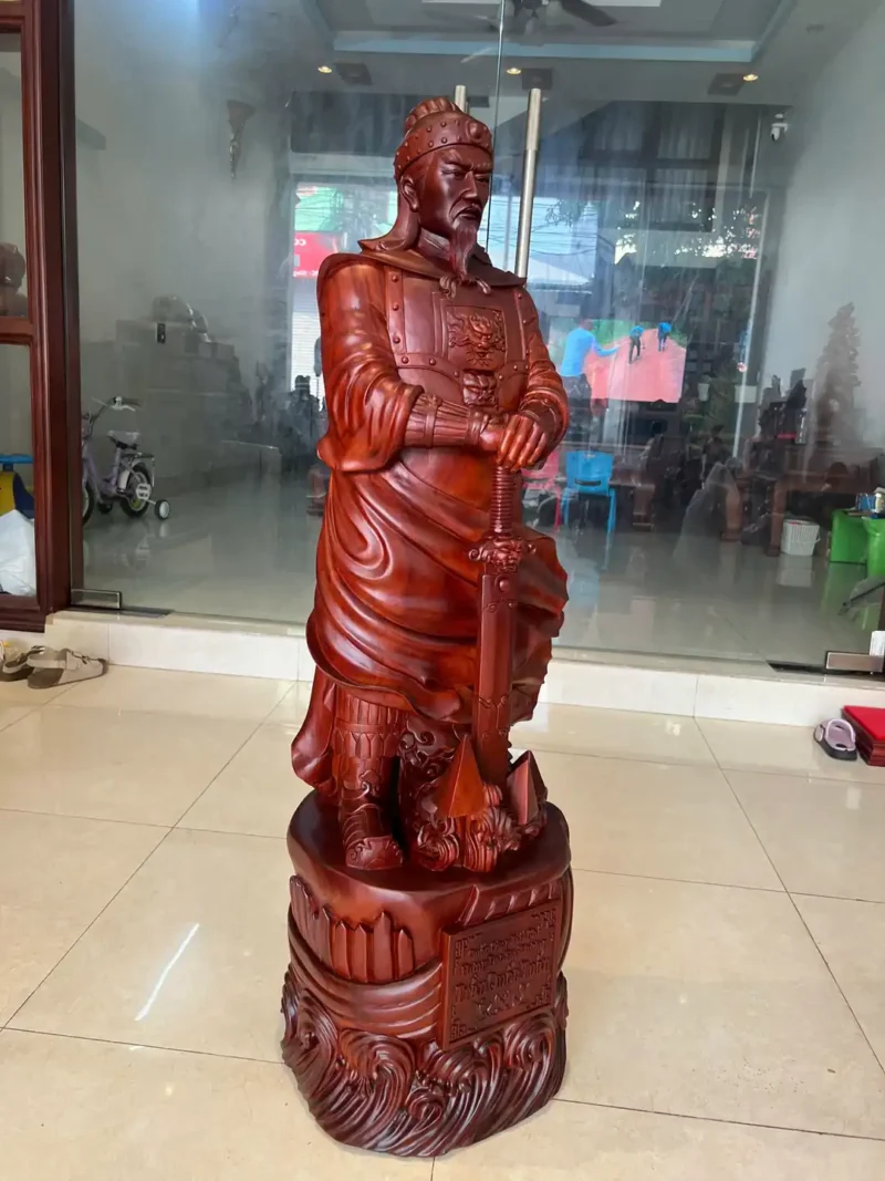 tran-quoc-tuan-G6361-6 Tượng Trần Quốc Tuấn Chống Kiếm Hàng To Nặng Gỗ Tử Đàn Liền Khối G6361