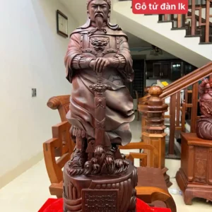 tran-quoc-tuan-G6363-1 Tượng Trần Quốc Tuấn Gỗ Tử Đàn Liền Khối G6363
