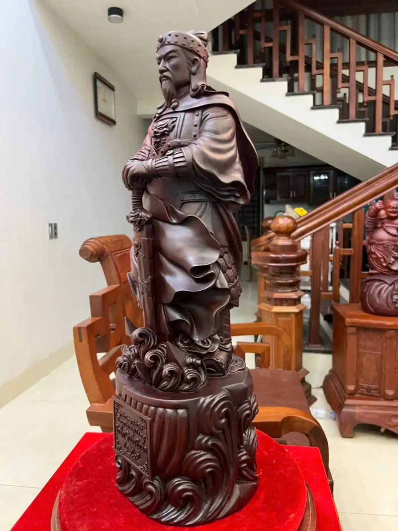 tran-quoc-tuan-G6363-3 Tượng Trần Quốc Tuấn Gỗ Tử Đàn Liền Khối G6363