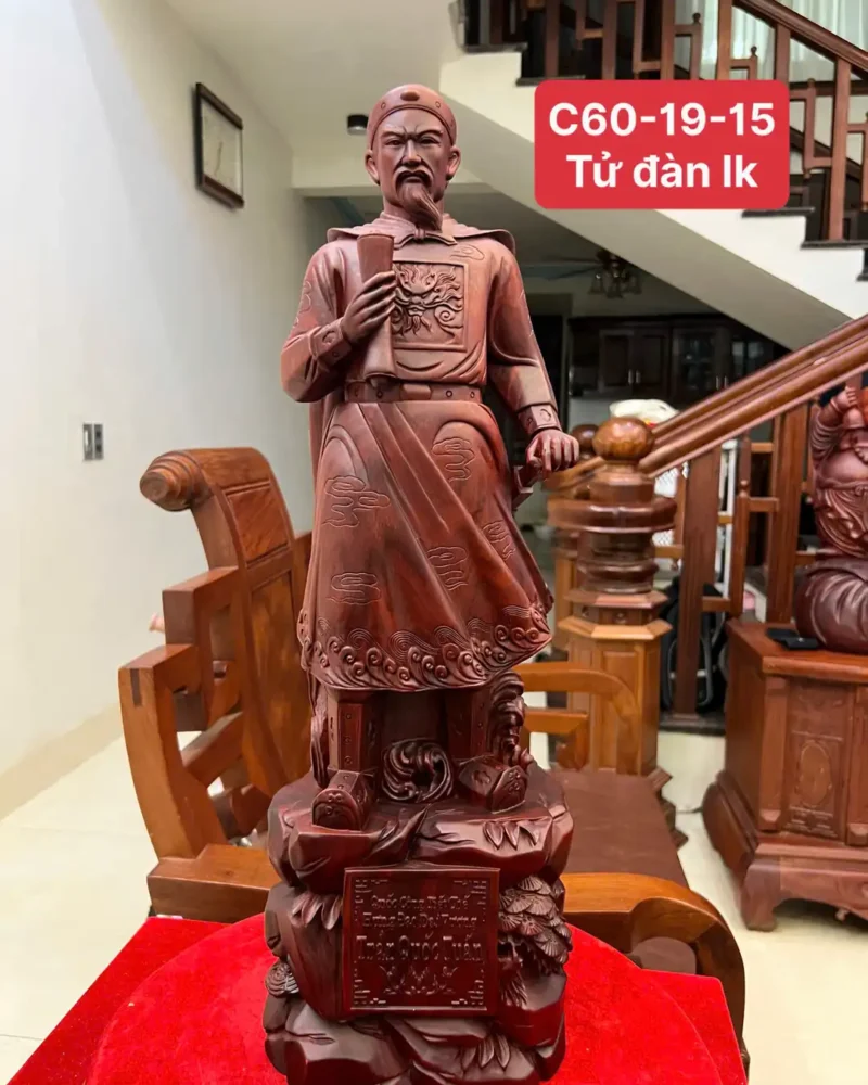 tran-quoc-tuan-G6418-1 Tượng Trần Quốc Tuấn Gỗ Tử Đàn Liền Khối G6418