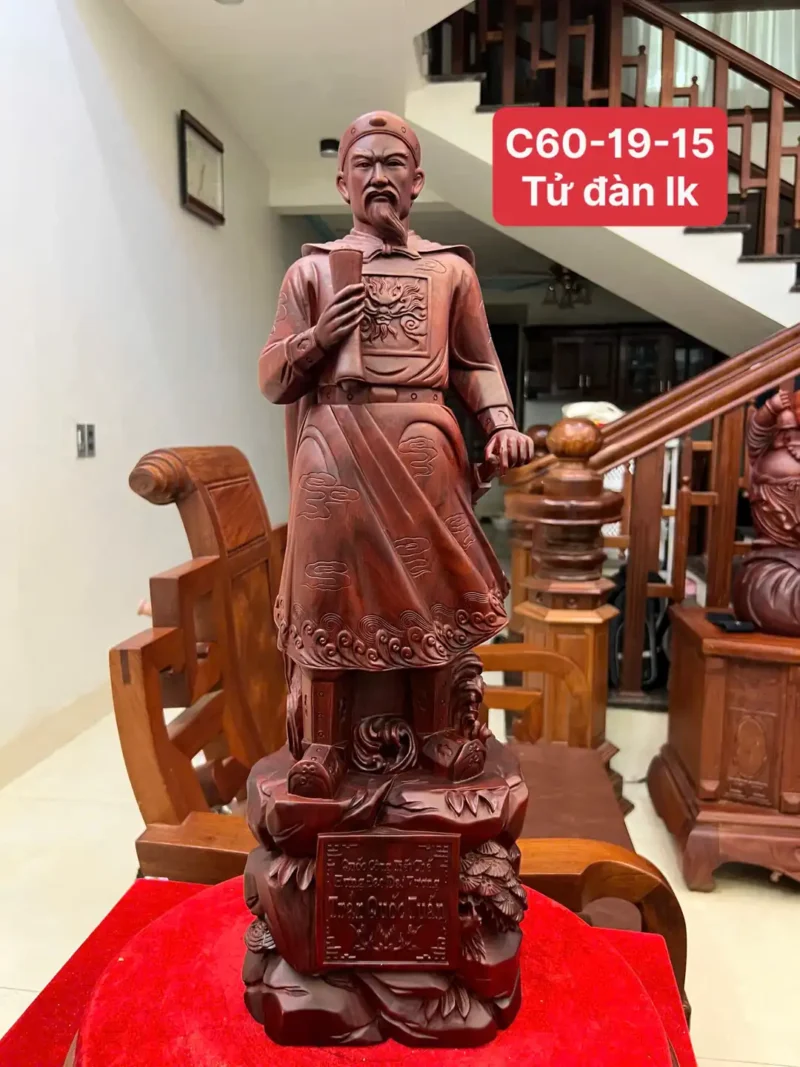 tran-quoc-tuan-G6418-1 Tượng Trần Quốc Tuấn Gỗ Tử Đàn Liền Khối G6418
