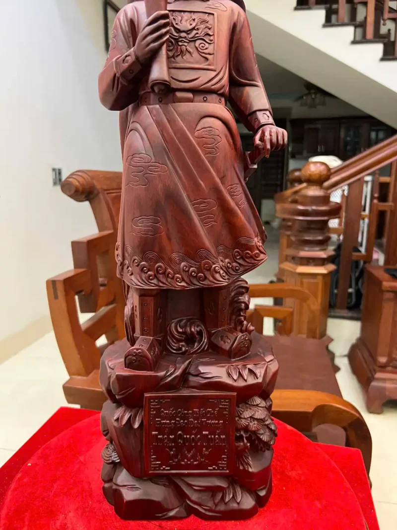 tran-quoc-tuan-G6418-3 Tượng Trần Quốc Tuấn Gỗ Tử Đàn Liền Khối G6418