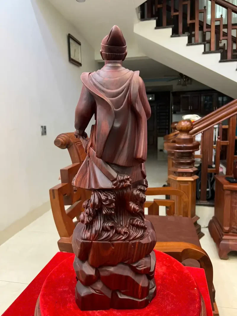 tran-quoc-tuan-G6418-5 Tượng Trần Quốc Tuấn Gỗ Tử Đàn Liền Khối G6418