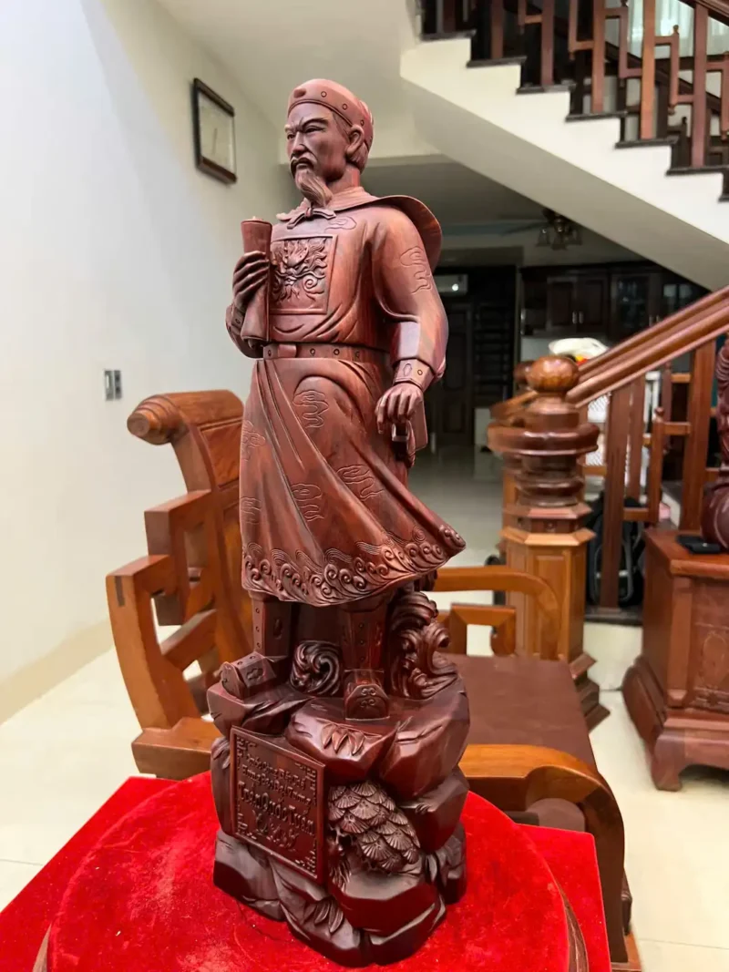 tran-quoc-tuan-G6418-6 Tượng Trần Quốc Tuấn Gỗ Tử Đàn Liền Khối G6418