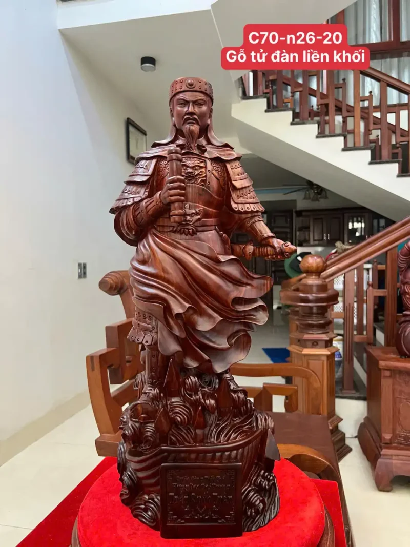 tran-quoc-tuan-G6443-1 Tượng Trần Quốc Tuấn Gỗ Tử Đàn Liền Khối G6443