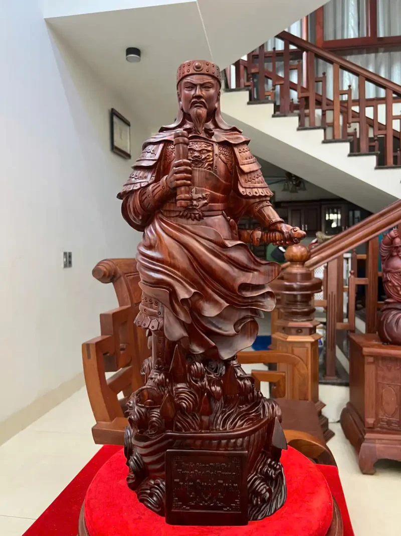 tran-quoc-tuan-G6443-2 Tượng Trần Quốc Tuấn Gỗ Tử Đàn Liền Khối G6443