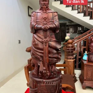 tran-quoc-tuan-G6444-1 Tượng Trần Quốc Tuấn Gỗ Tử Đàn Liền Khối To Nặng Đẹp G6444