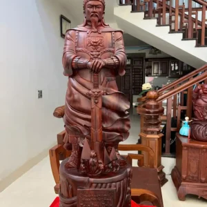 tran-quoc-tuan-G6444-2 Tượng Trần Quốc Tuấn Gỗ Tử Đàn Liền Khối To Nặng Đẹp G6444