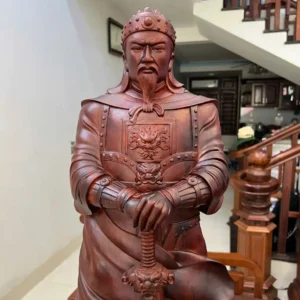 tran-quoc-tuan-G6444-3 Tượng Trần Quốc Tuấn Gỗ Tử Đàn Liền Khối To Nặng Đẹp G6444