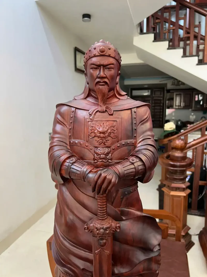 tran-quoc-tuan-G6444-3 Tượng Trần Quốc Tuấn Gỗ Tử Đàn Liền Khối To Nặng Đẹp G6444