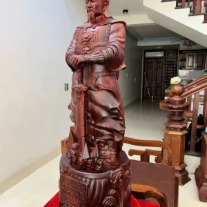 tran-quoc-tuan-G6444-4 Tượng Trần Quốc Tuấn Gỗ Tử Đàn Liền Khối To Nặng Đẹp G6444