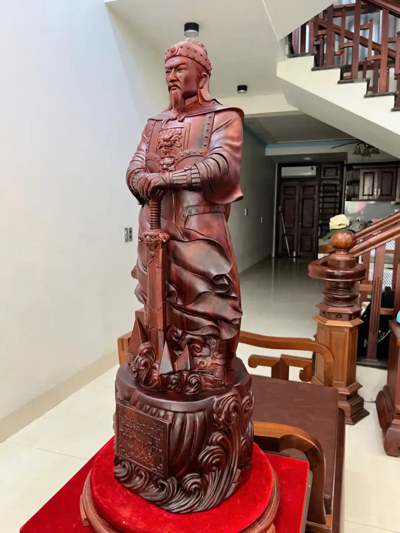 tran-quoc-tuan-G6444-4 Tượng Trần Quốc Tuấn Gỗ Tử Đàn Liền Khối To Nặng Đẹp G6444