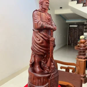 tran-quoc-tuan-G6444-5 Tượng Trần Quốc Tuấn Gỗ Tử Đàn Liền Khối To Nặng Đẹp G6444