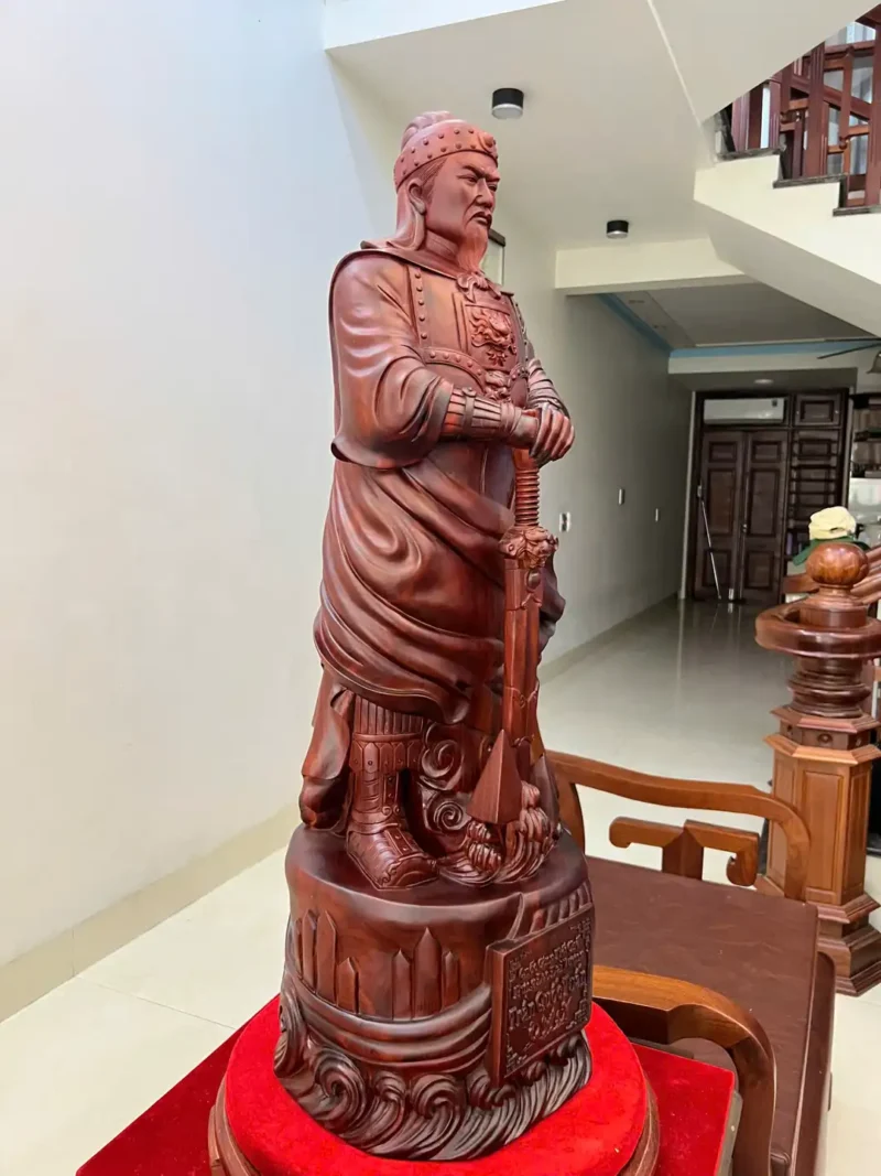 tran-quoc-tuan-G6444-5 Tượng Trần Quốc Tuấn Gỗ Tử Đàn Liền Khối To Nặng Đẹp G6444