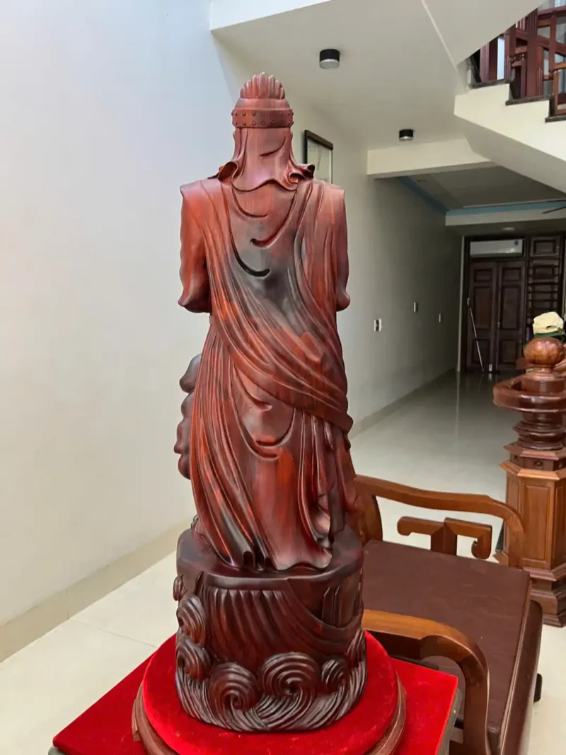 tran-quoc-tuan-G6444-6 Tượng Trần Quốc Tuấn Gỗ Tử Đàn Liền Khối To Nặng Đẹp G6444